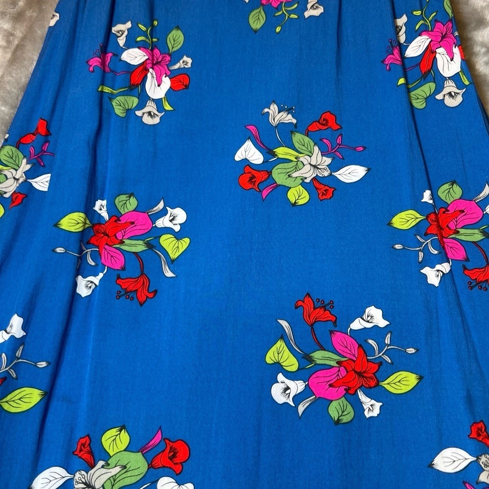 Matilda Jane Womens Size Medium Blue Floral Midi Dress Strappy Back Boho Summer - Picture 11 of 13